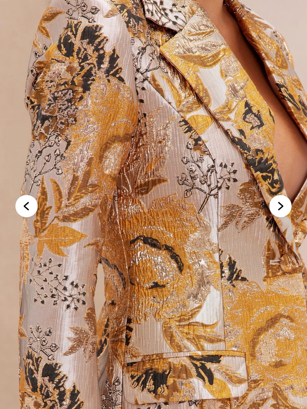 Metallic Gold Floral Blazer & Pants Jumpsuit Set - Picture 3 of 3